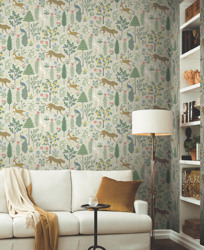 York Wallcoverings Rifle Paper Co. Second Edition Menagerie Beige Wallpaper  Animals Neutrals   - RP7303