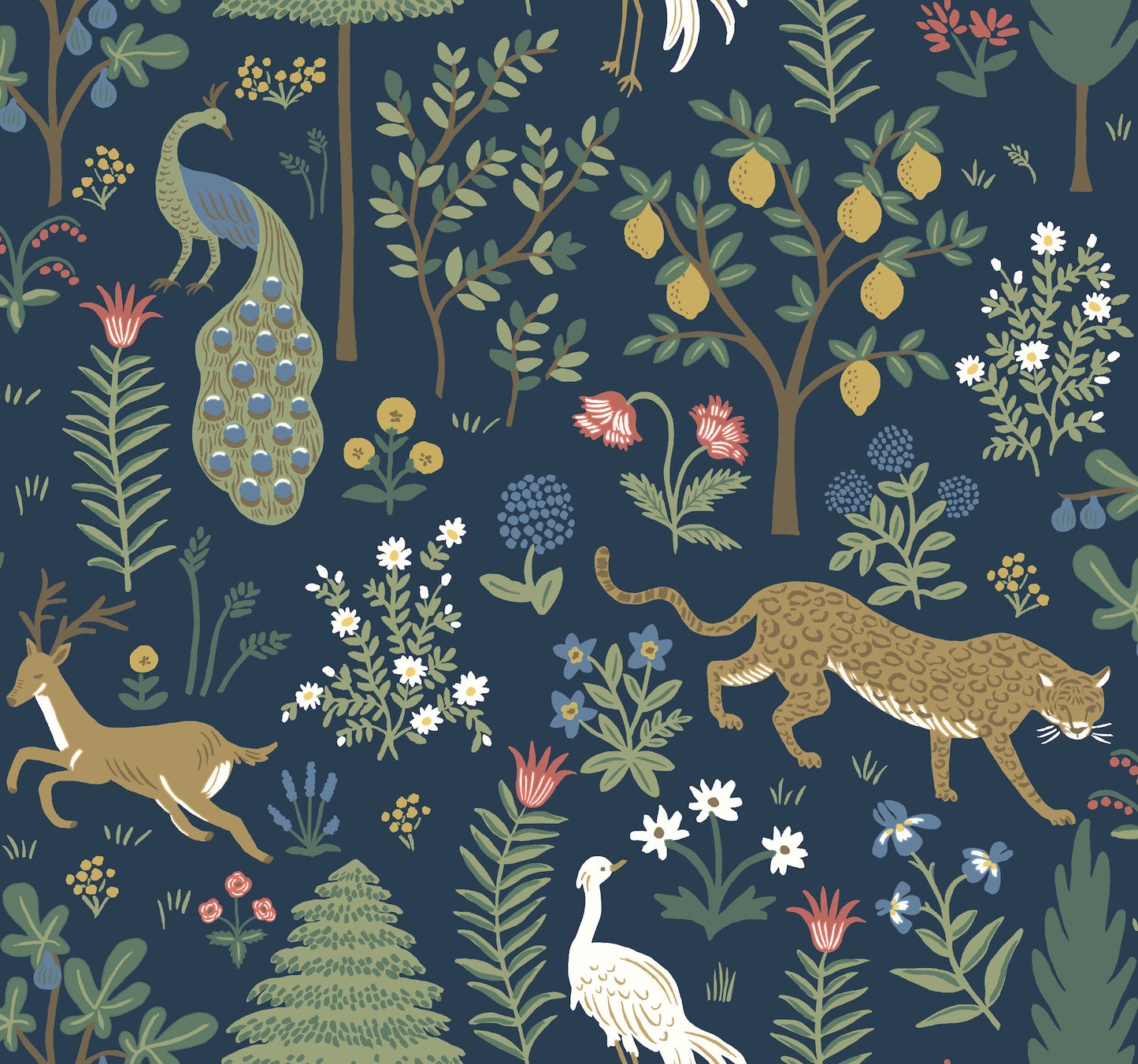 York Wallcoverings Rifle Paper Co. Second Edition Menagerie Blue and Brown Wallpaper  Animals Browns   - RP7304