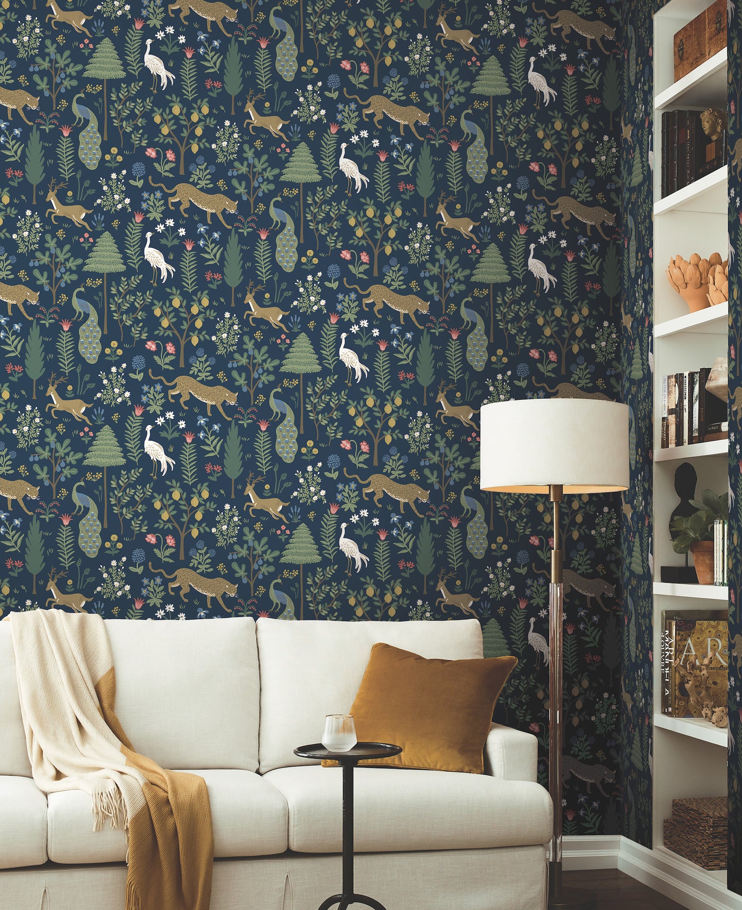 York Wallcoverings Rifle Paper Co. Second Edition Menagerie Blue and Brown Wallpaper  Animals Browns   - RP7304