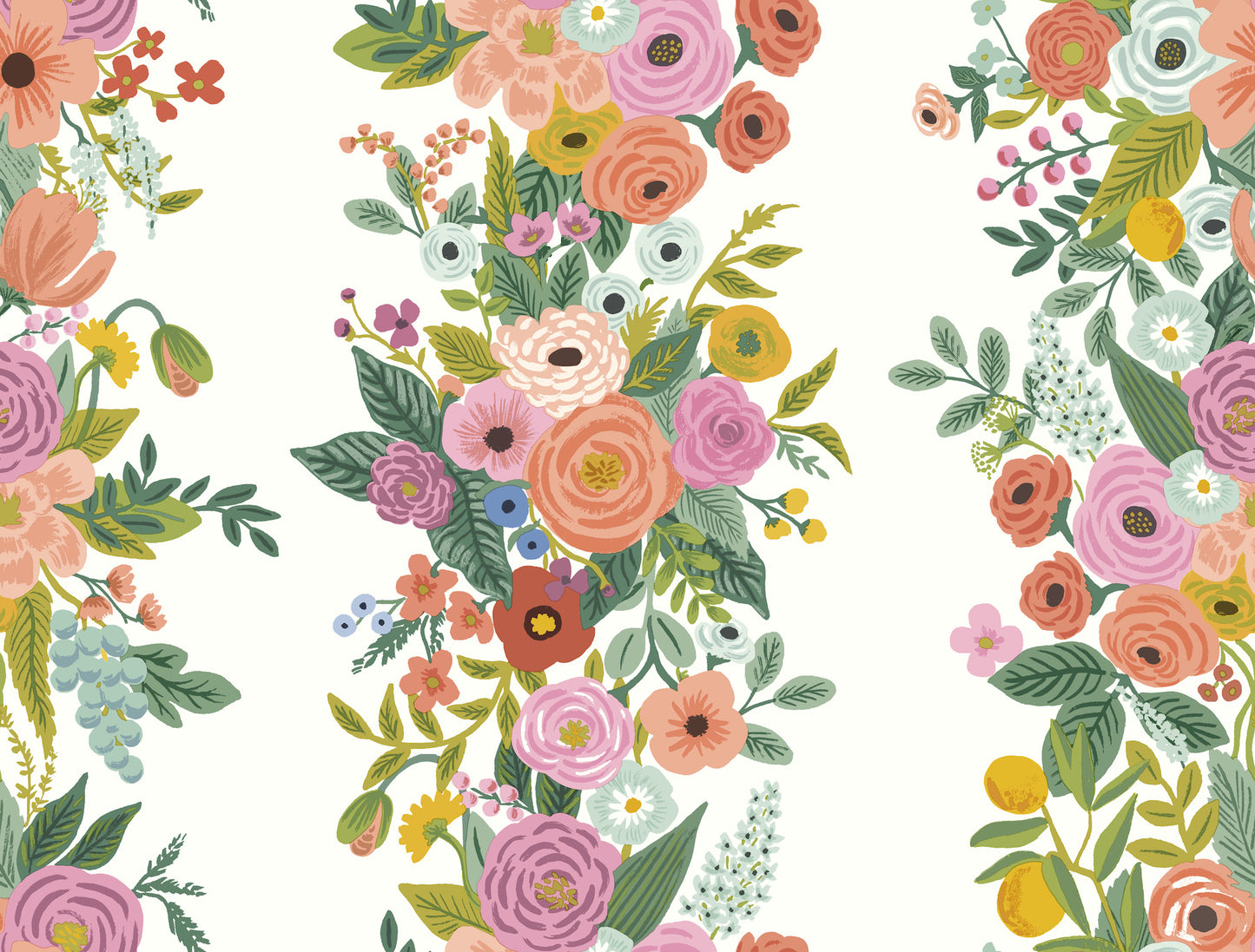 York Wallcoverings Rifle Paper Co. Second Edition Garden Party Trellis White and Dark Pink Wallpaper  Florals and Flowers Whites and Off-Whites   - RP7310