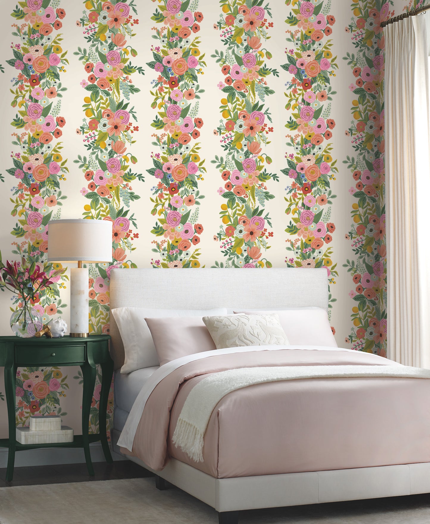 York Wallcoverings Rifle Paper Co. Second Edition Garden Party Trellis White and Dark Pink Wallpaper  Florals and Flowers Whites and Off-Whites   - RP7310