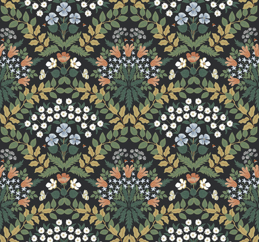 York Wallcoverings Rifle Paper Co. Second Edition Bramble Black and Green Wallpaper  Botanical Greens   - RP7318