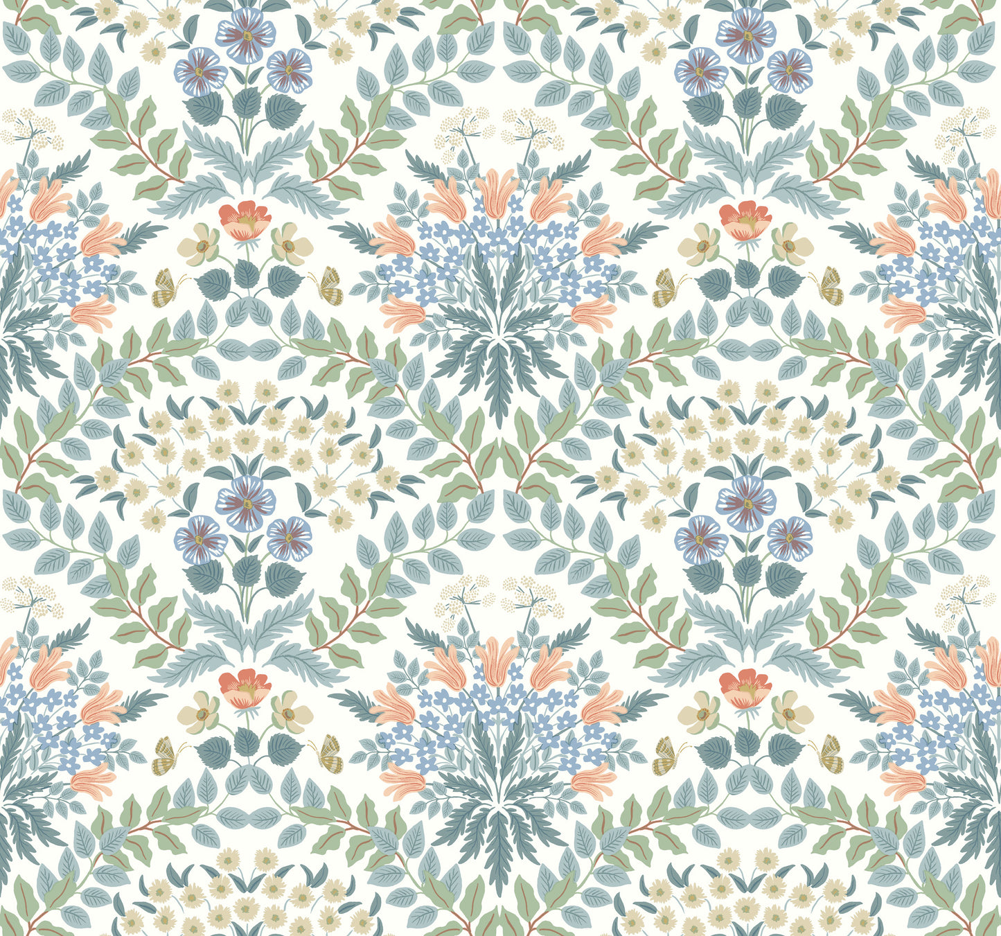 York Wallcoverings Rifle Paper Co. Second Edition Bramble White and Green Wallpaper  Botanical Whites and Off-Whites   - RP7319