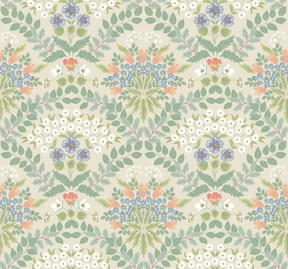 York Wallcoverings Rifle Paper Co. Second Edition Bramble Beige and Green Wallpaper  Botanical Greens   - RP7321