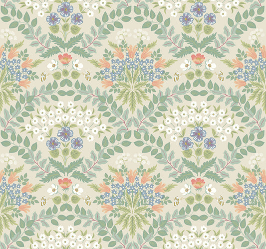 York Wallcoverings Rifle Paper Co. Second Edition Bramble Beige and Green Wallpaper  Botanical Greens   - RP7321
