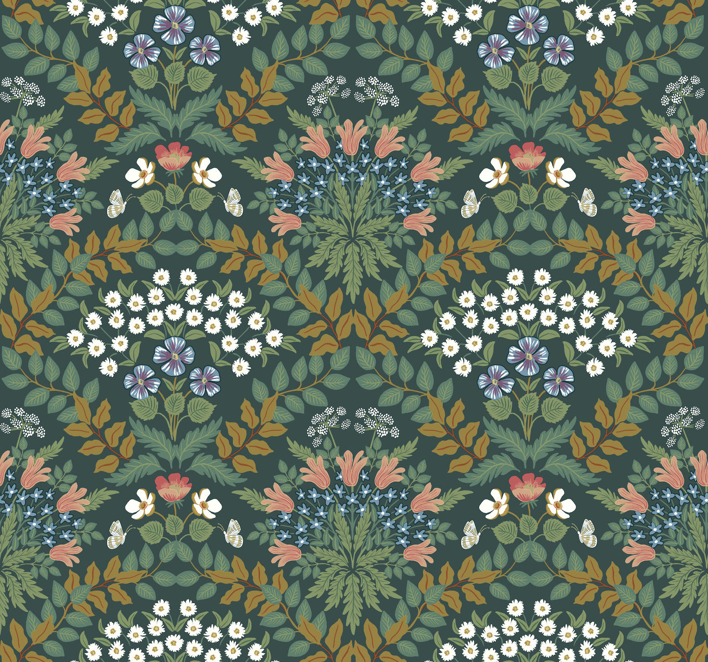 York Wallcoverings Rifle Paper Co. Second Edition Bramble Green and Gold Wallpaper  Botanical Greens   - RP7322