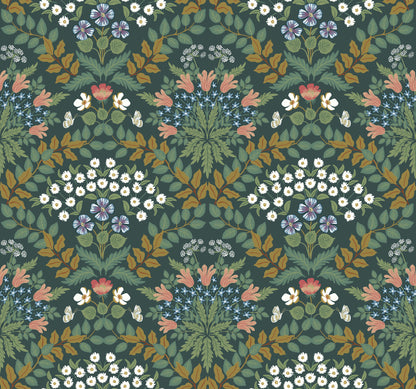 York Wallcoverings Rifle Paper Co. Second Edition Bramble Green and Gold Wallpaper  Botanical Greens   - RP7322