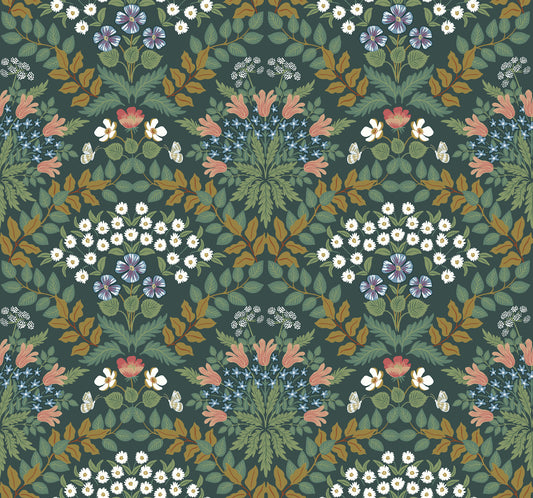 York Wallcoverings Rifle Paper Co. Second Edition Bramble Green and Gold Wallpaper  Botanical Greens   - RP7322
