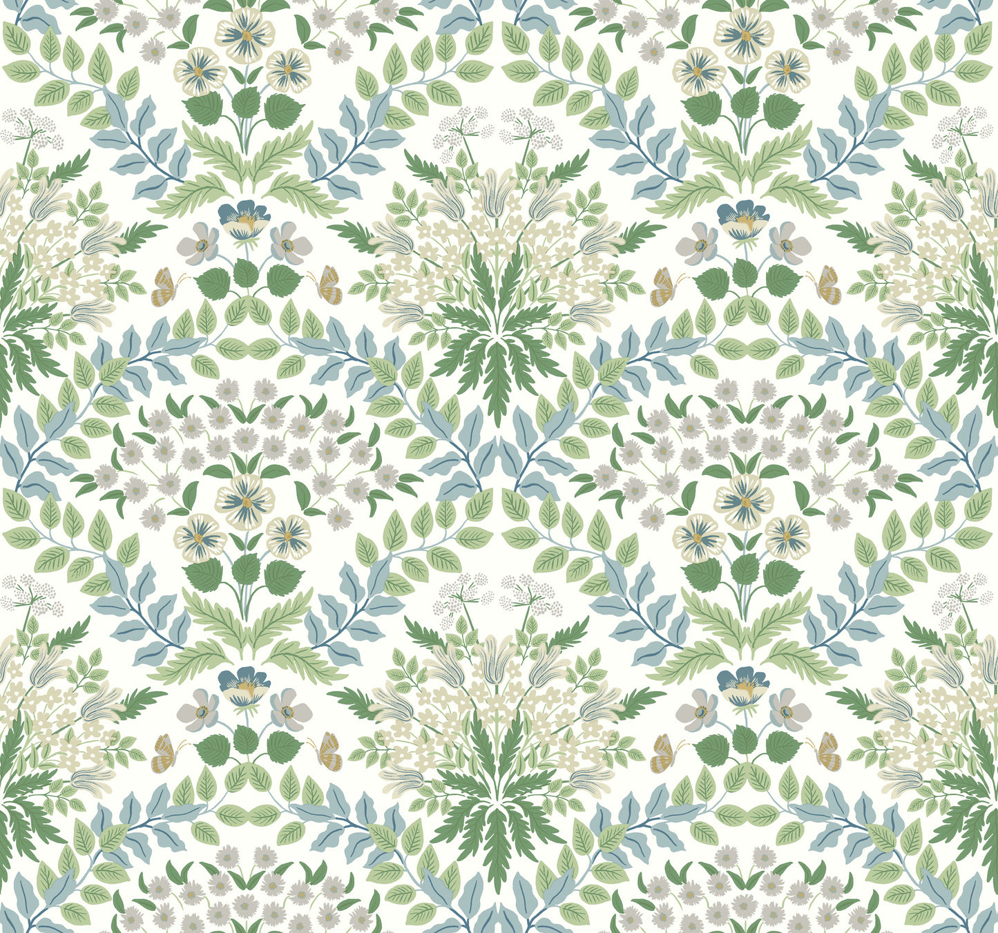York Wallcoverings Rifle Paper Co. Second Edition Bramble White and Blue Wallpaper  Botanical Whites and Off-Whites   - RP7323