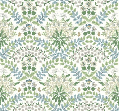 York Wallcoverings Rifle Paper Co. Second Edition Bramble White and Blue Wallpaper  Botanical Whites and Off-Whites   - RP7323