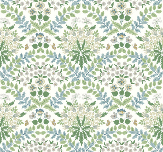 York Wallcoverings Rifle Paper Co. Second Edition Bramble White and Blue Wallpaper  Botanical Whites and Off-Whites   - RP7323