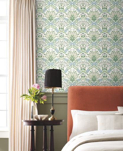 York Wallcoverings Rifle Paper Co. Second Edition Bramble White and Blue Wallpaper  Botanical Whites and Off-Whites   - RP7323