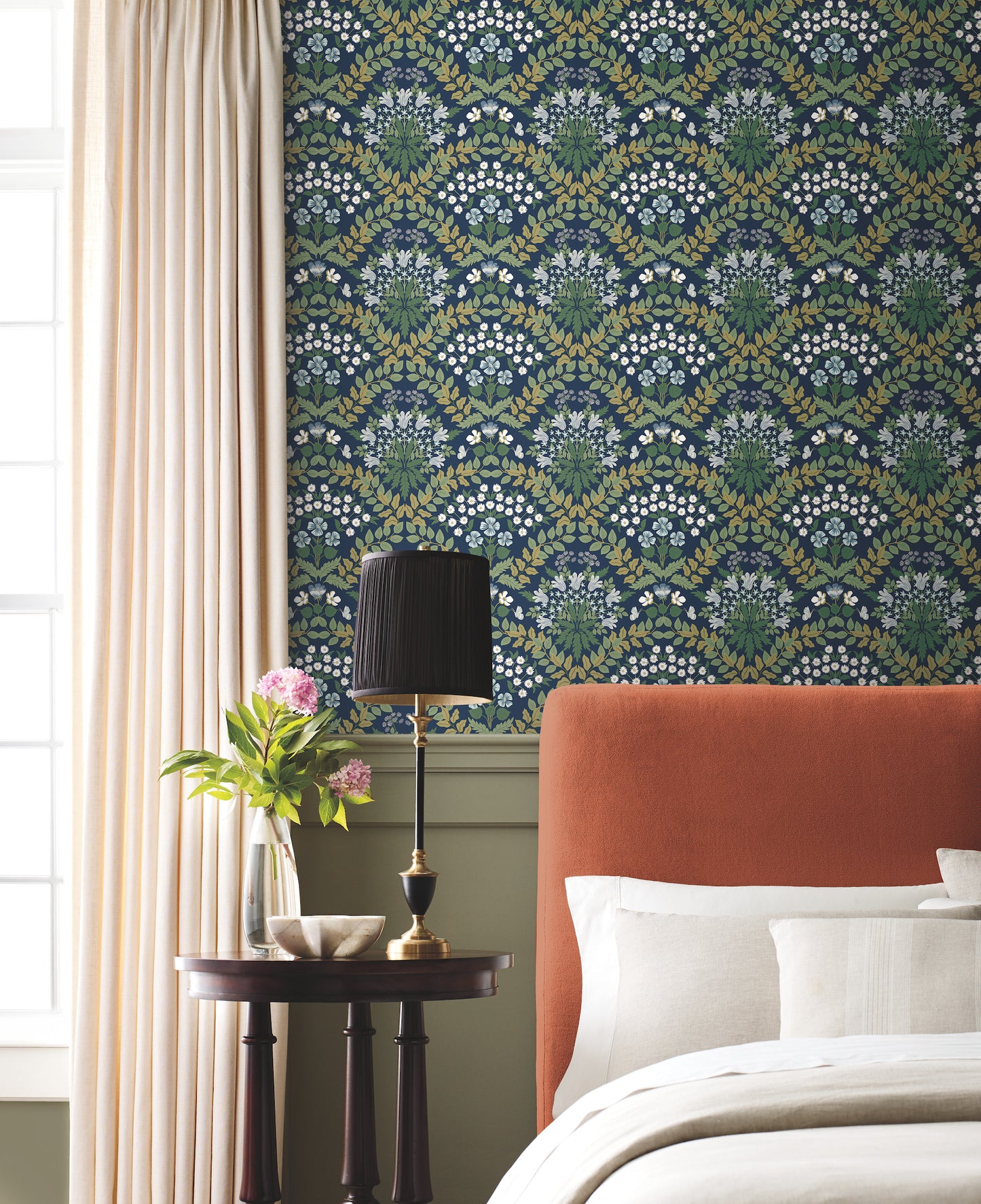 York Wallcoverings Rifle Paper Co. Second Edition Bramble Navy and Green Wallpaper  Botanical Blues   - RP7324