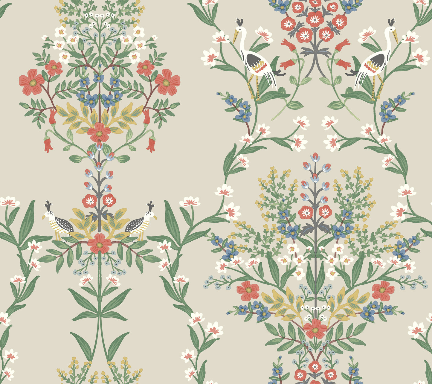 York Wallcoverings Rifle Paper Co. Second Edition Luxembourg Beige and Red Wallpaper  Botanical Neutrals   - RP7327