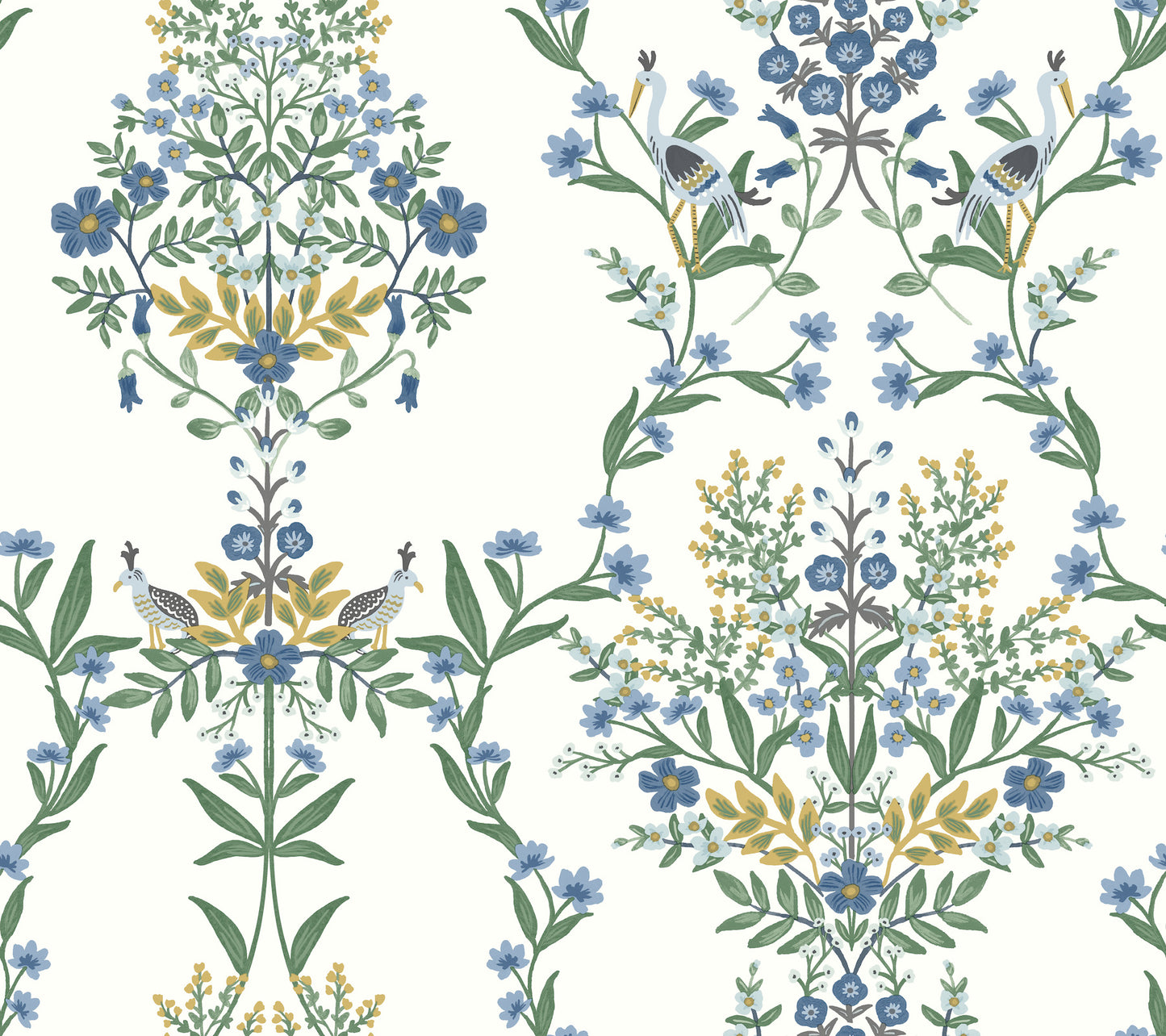 York Wallcoverings Rifle Paper Co. Second Edition Luxembourg White and Blue Wallpaper  Animals Whites and Off-Whites   - RP7330