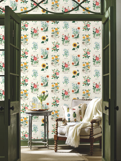 York Wallcoverings Rifle Paper Co. Second Edition Botanical Prints White and Pink Wallpaper  Florals and Flowers Whites and Off-Whites   - RP7334