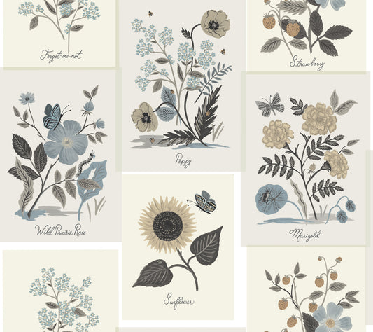 York Wallcoverings Rifle Paper Co. Second Edition Botanical Prints Beige and Black Wallpaper  Florals and Flowers Blacks   - RP7336