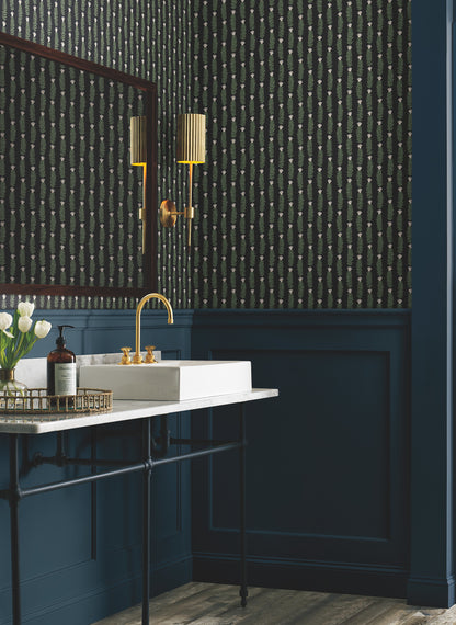 York Wallcoverings Rifle Paper Co. Second Edition Eden Black and Green Wallpaper  Botanical Greens   - RP7344