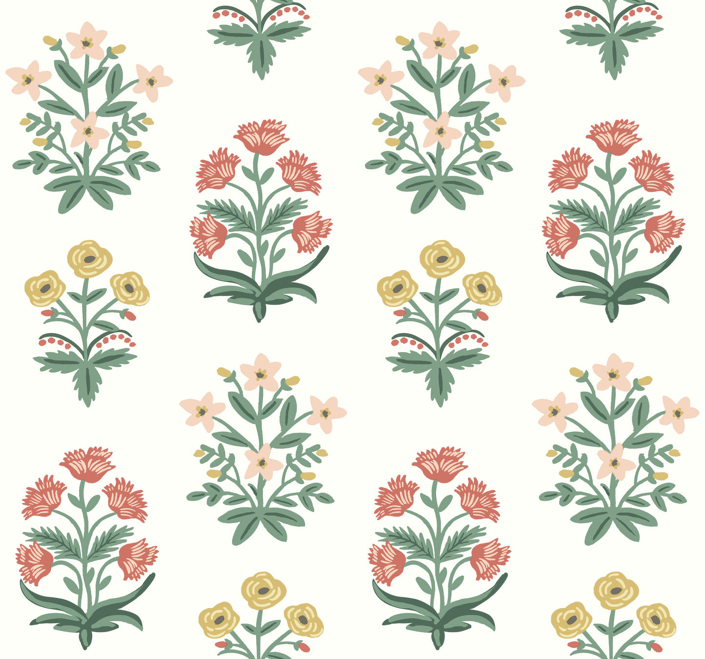 York Wallcoverings Rifle Paper Co. Second Edition Mughal Rose White and Pink Wallpaper  Florals and Flowers Whites and Off-Whites   - RP7349