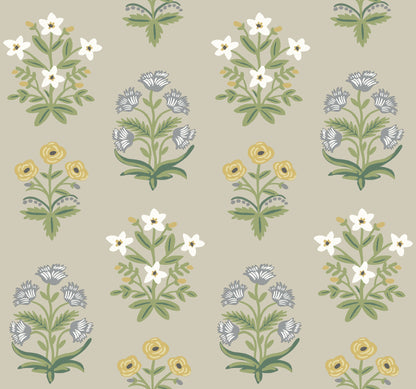 York Wallcoverings Rifle Paper Co. Second Edition Mughal Rose Beige and Purple Wallpaper  Florals and Flowers Purples   - RP7350