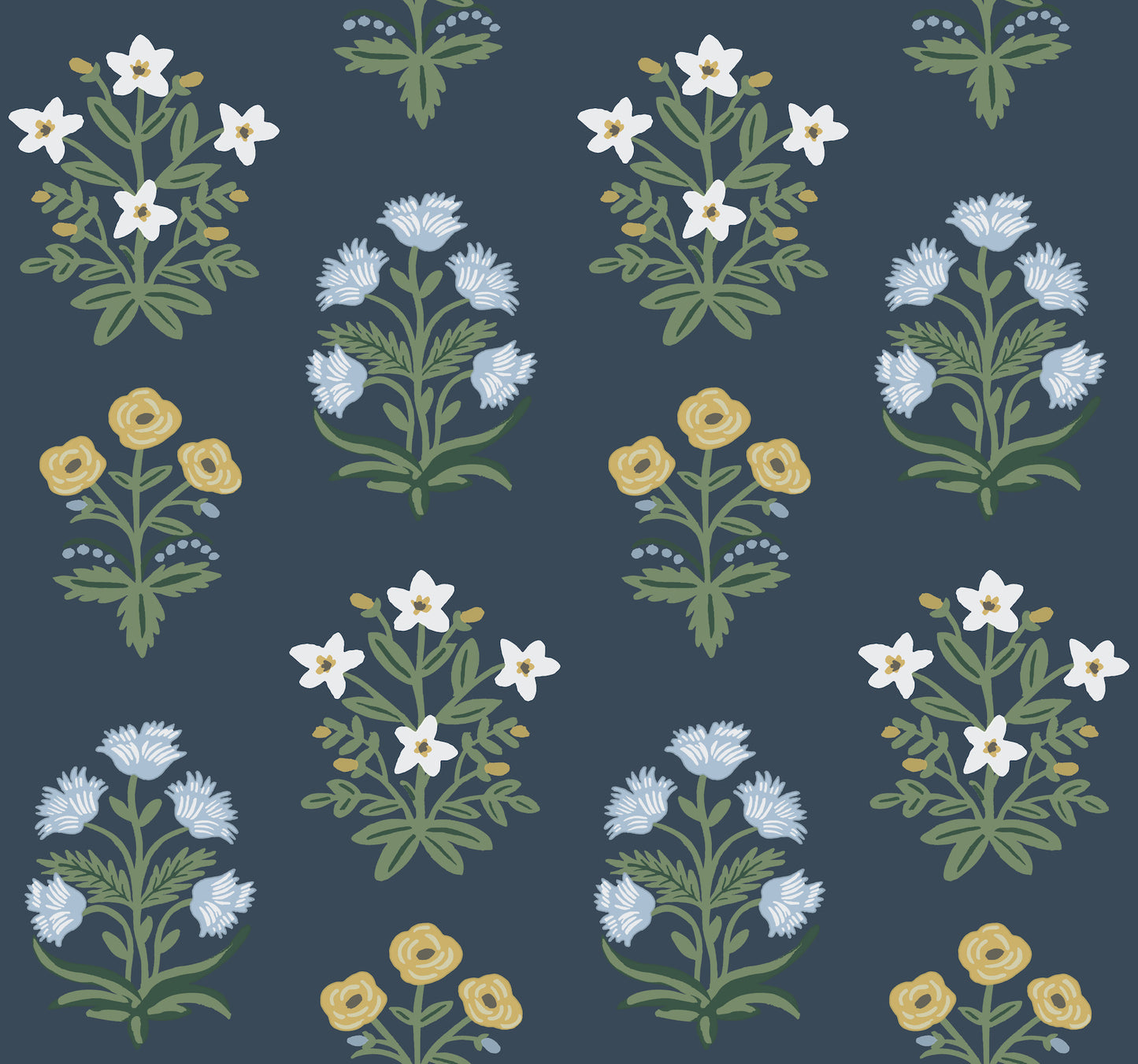 York Wallcoverings Rifle Paper Co. Second Edition Mughal Rose Blue and Purple Wallpaper  Florals and Flowers Blues   - RP7351