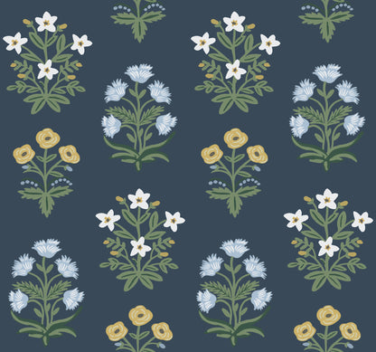 York Wallcoverings Rifle Paper Co. Second Edition Mughal Rose Blue and Purple Wallpaper  Florals and Flowers Blues   - RP7351