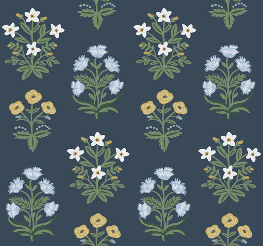 York Wallcoverings Rifle Paper Co. Second Edition Mughal Rose Blue and Purple Wallpaper  Florals and Flowers Blues   - RP7351