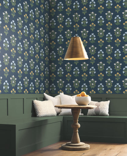 York Wallcoverings Rifle Paper Co. Second Edition Mughal Rose Blue and Purple Wallpaper  Florals and Flowers Blues   - RP7351