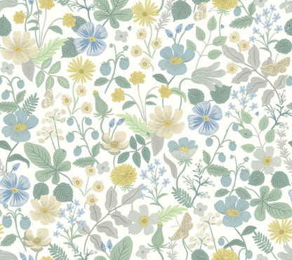 York Wallcoverings Rifle Paper Co. Second Edition Strawberry Fields White and Green Wallpaper  Florals and Flowers Whites and Off-Whites   - RP7357