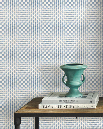 York Wallcoverings Rifle Paper Co. Second Edition Petal White and Blue Wallpaper  Small Prints Whites and Off-Whites   - RP7365