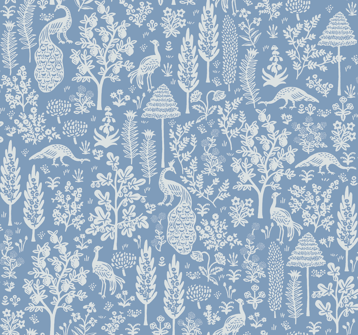 York Wallcoverings Rifle Paper Co. Second Edition Menagerie Toile Light Blue Wallpaper  Botanical Blues   - RP7370