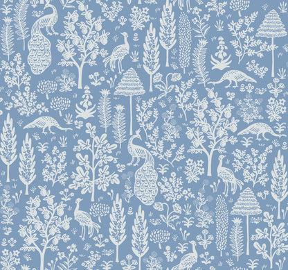 York Wallcoverings Rifle Paper Co. Second Edition Menagerie Toile Light Blue Wallpaper  Botanical Blues   - RP7370