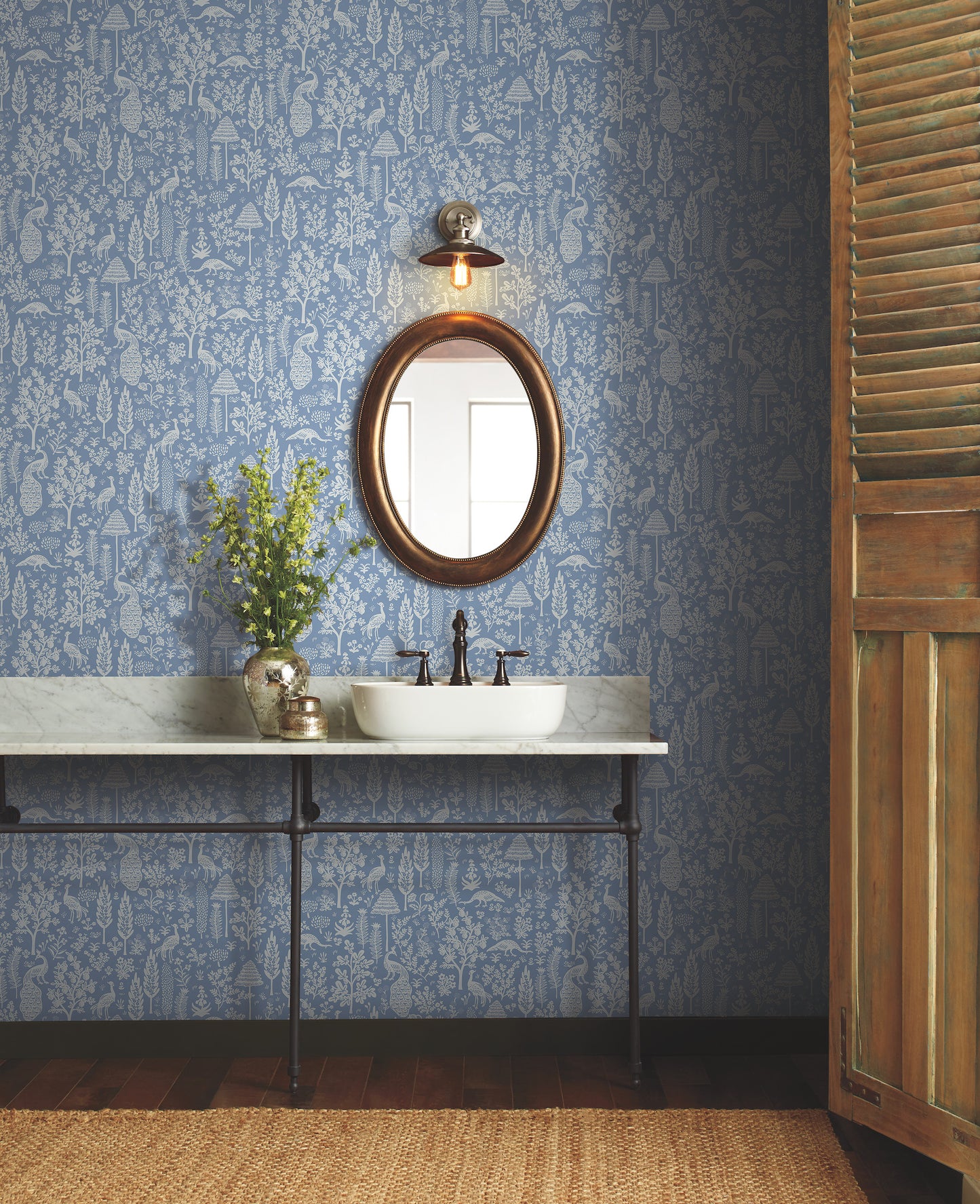 York Wallcoverings Rifle Paper Co. Second Edition Menagerie Toile Light Blue Wallpaper  Botanical Blues   - RP7370