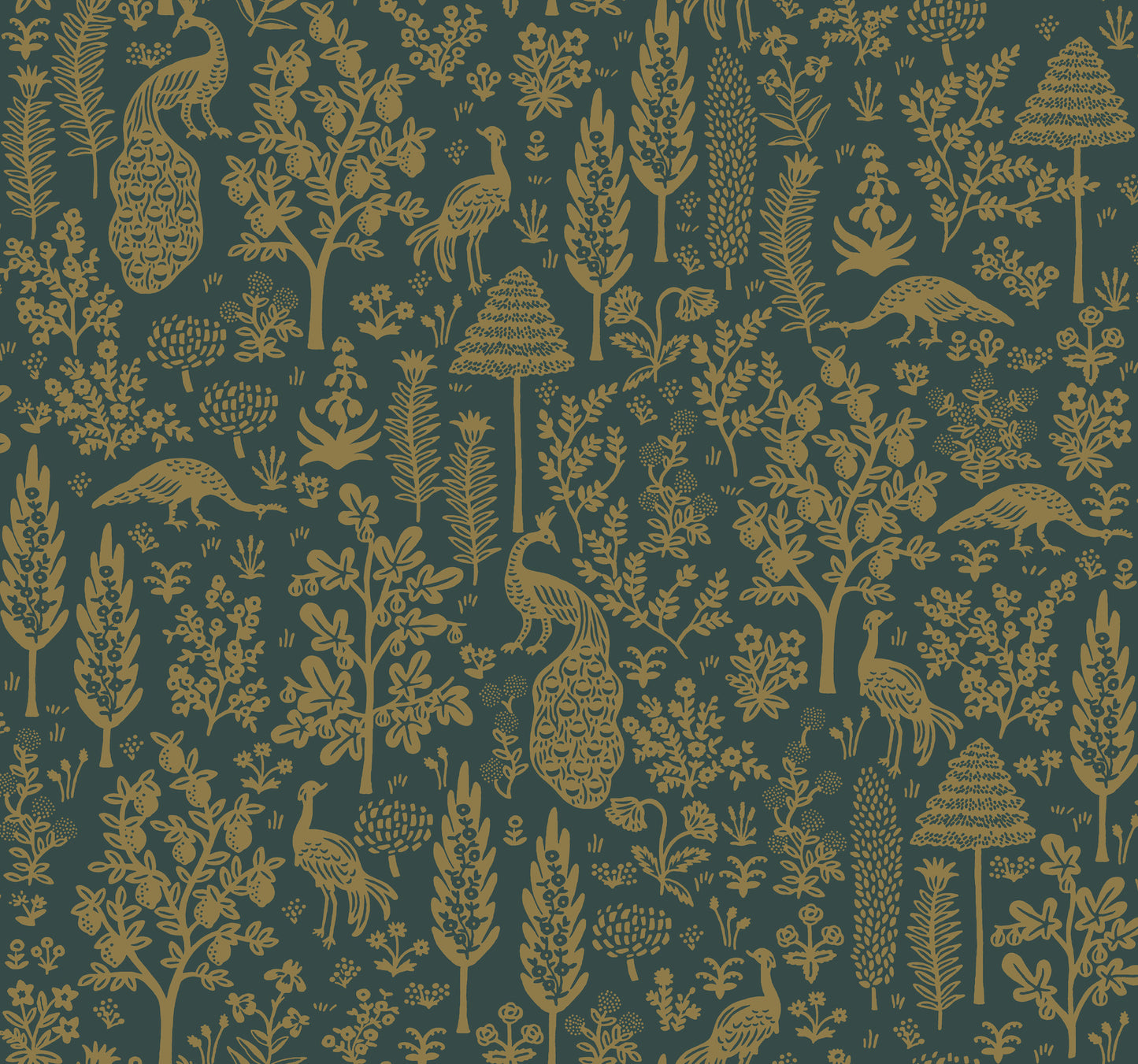York Wallcoverings Rifle Paper Co. Second Edition Menagerie Toile Brown Wallpaper  Botanical Browns   - RP7373