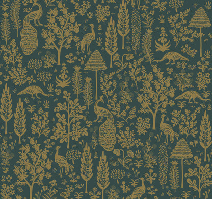 York Wallcoverings Rifle Paper Co. Second Edition Menagerie Toile Brown Wallpaper  Botanical Browns   - RP7373