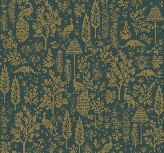 York Wallcoverings Rifle Paper Co. Second Edition Menagerie Toile Brown Wallpaper  Botanical Browns   - RP7373