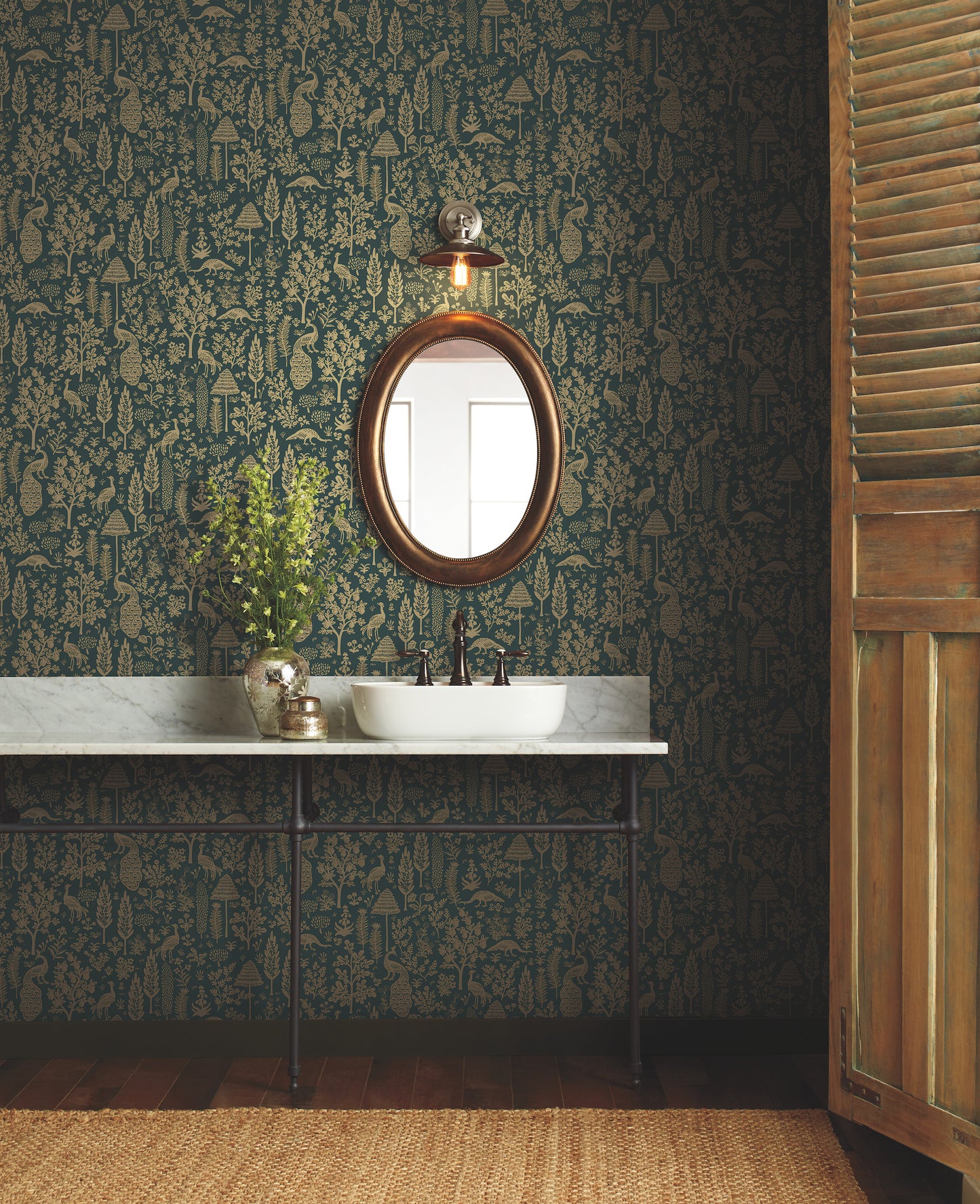 York Wallcoverings Rifle Paper Co. Second Edition Menagerie Toile Brown Wallpaper  Botanical Browns   - RP7373