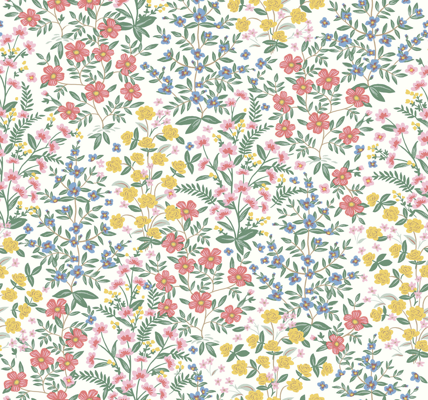 York Wallcoverings Rifle Paper Co. Second Edition Wildwood Garden White and Pink Wallpaper  Florals and Flowers Whites and Off-Whites   - RP7377