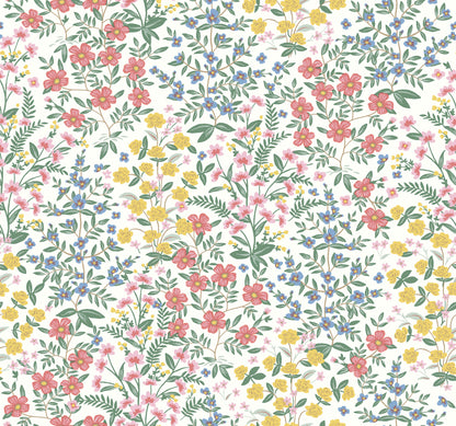 York Wallcoverings Rifle Paper Co. Second Edition Wildwood Garden White and Pink Wallpaper  Florals and Flowers Whites and Off-Whites   - RP7377