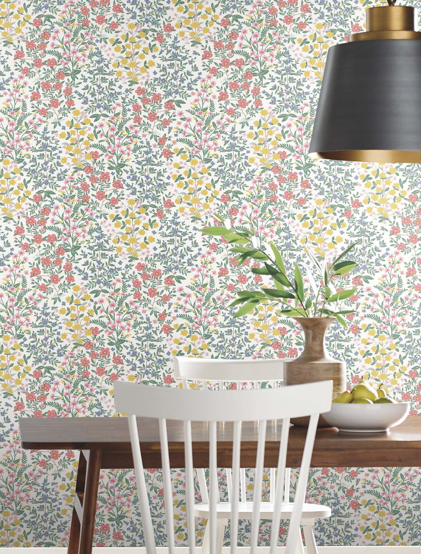 York Wallcoverings Rifle Paper Co. Second Edition Wildwood Garden White and Pink Wallpaper  Florals and Flowers Whites and Off-Whites   - RP7377