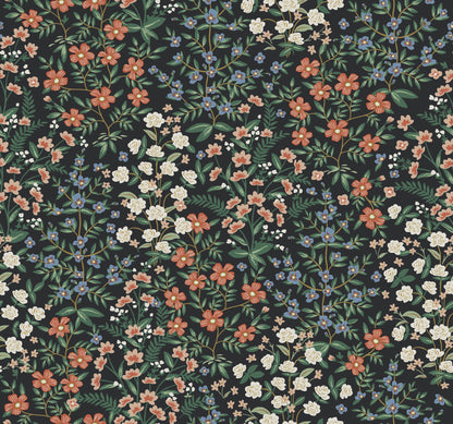 York Wallcoverings Rifle Paper Co. Second Edition Wildwood Garden Black and Red Wallpaper  Florals and Flowers Blacks   - RP7378