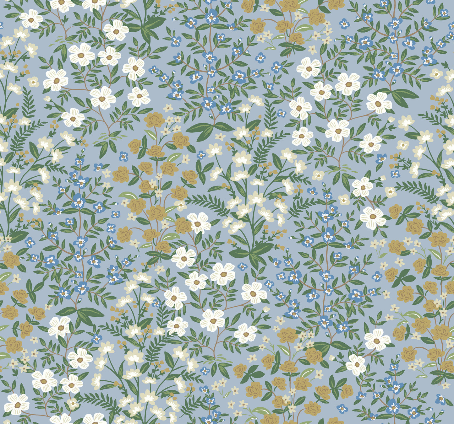 York Wallcoverings Rifle Paper Co. Second Edition Wildwood Garden Blue and White Wallpaper  Florals and Flowers Whites and Off-Whites   - RP7379