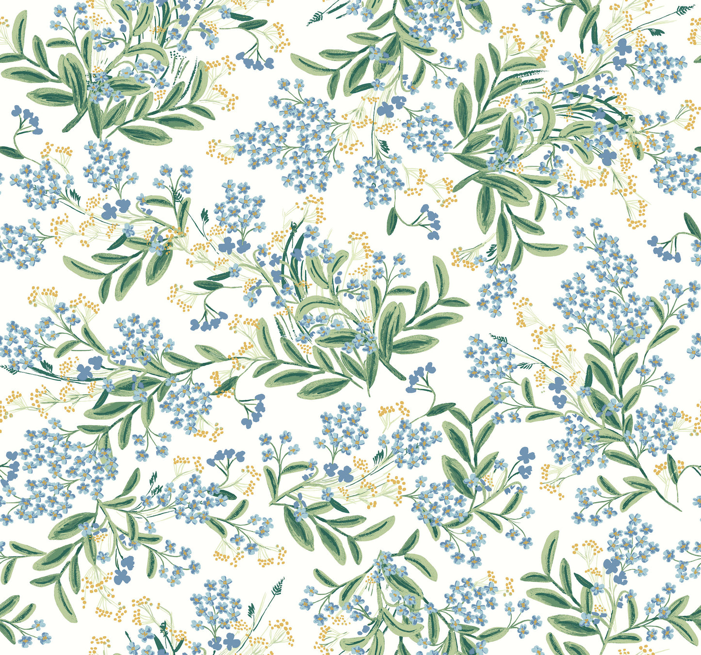 York Wallcoverings Rifle Paper Co. Second Edition Cornflower White and Green Wallpaper  Botanical Whites and Off-Whites   - RP7382