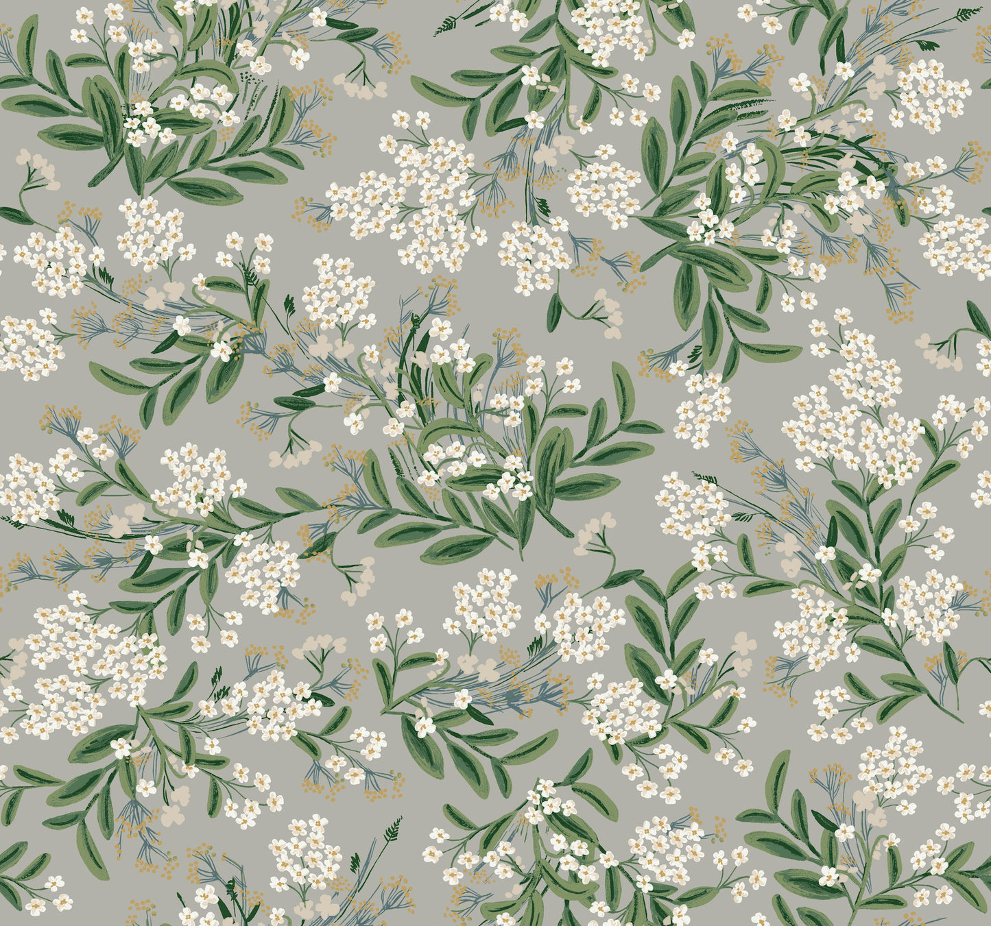York Wallcoverings Rifle Paper Co. Second Edition Cornflower Grey and Green Wallpaper  Botanical Greens   - RP7383