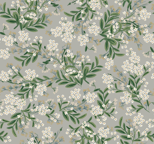 York Wallcoverings Rifle Paper Co. Second Edition Cornflower Grey and Green Wallpaper  Botanical Greens   - RP7383