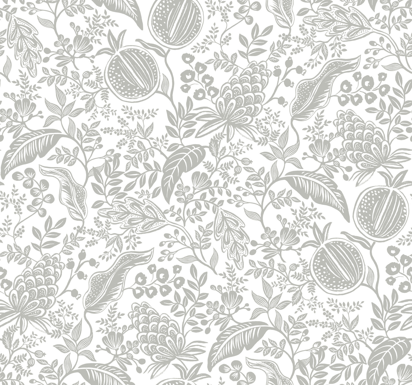 York Wallcoverings Rifle Paper Co. Second Edition Pomegranate White and Black Wallpaper  Botanical Whites and Off-Whites   - RP7387