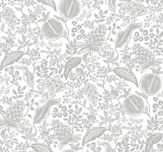 York Wallcoverings Rifle Paper Co. Second Edition Pomegranate White and Black Wallpaper  Botanical Whites and Off-Whites   - RP7387