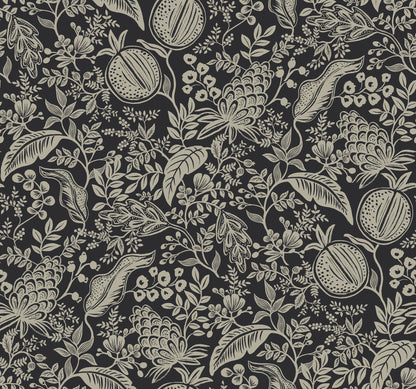 York Wallcoverings Rifle Paper Co. Second Edition Pomegranate Black Wallpaper  Botanical Blacks   - RP7389