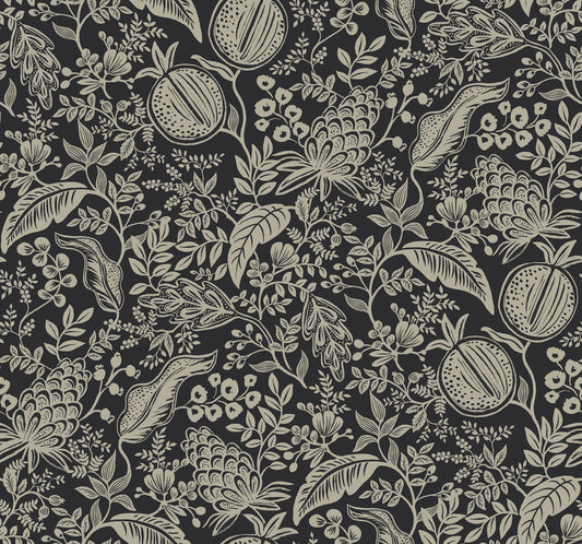 York Wallcoverings Rifle Paper Co. Second Edition Pomegranate Black Wallpaper  Botanical Blacks   - RP7389