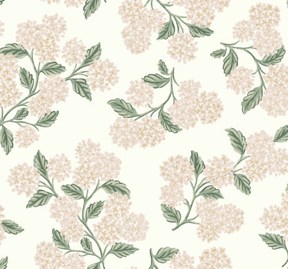 York Wallcoverings Rifle Paper Co. Second Edition Hydrangea Beige and Pink Wallpaper  Florals and Flowers Pinks   - RP7393